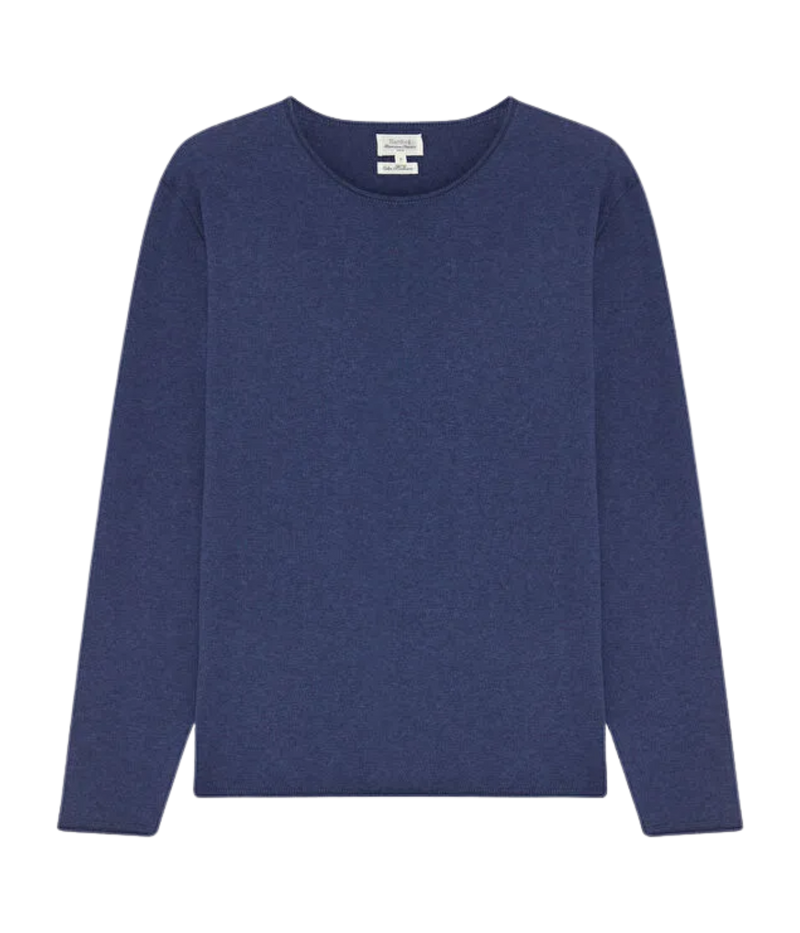 Mens Knitted Pullover Crew in Navy
