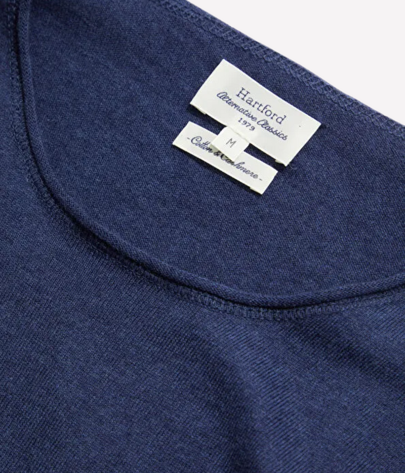 Mens Knitted Pullover Crew in Navy