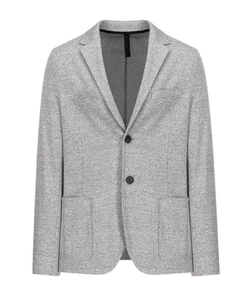 Men Linen Blend Blazer in Grey