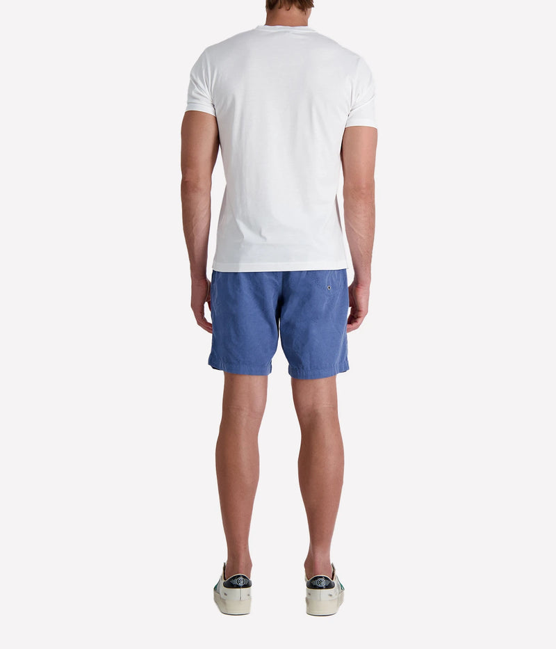 Hartford long-fit corduroy shorts in coronet blue with an elastic drawstring waistband and relaxed silhouette, made from 100% organic cotton for breathable summer comfort.