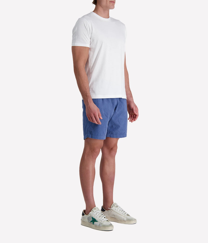 Hartford long-fit corduroy shorts in coronet blue with an elastic drawstring waistband and relaxed silhouette, made from 100% organic cotton for breathable summer comfort.