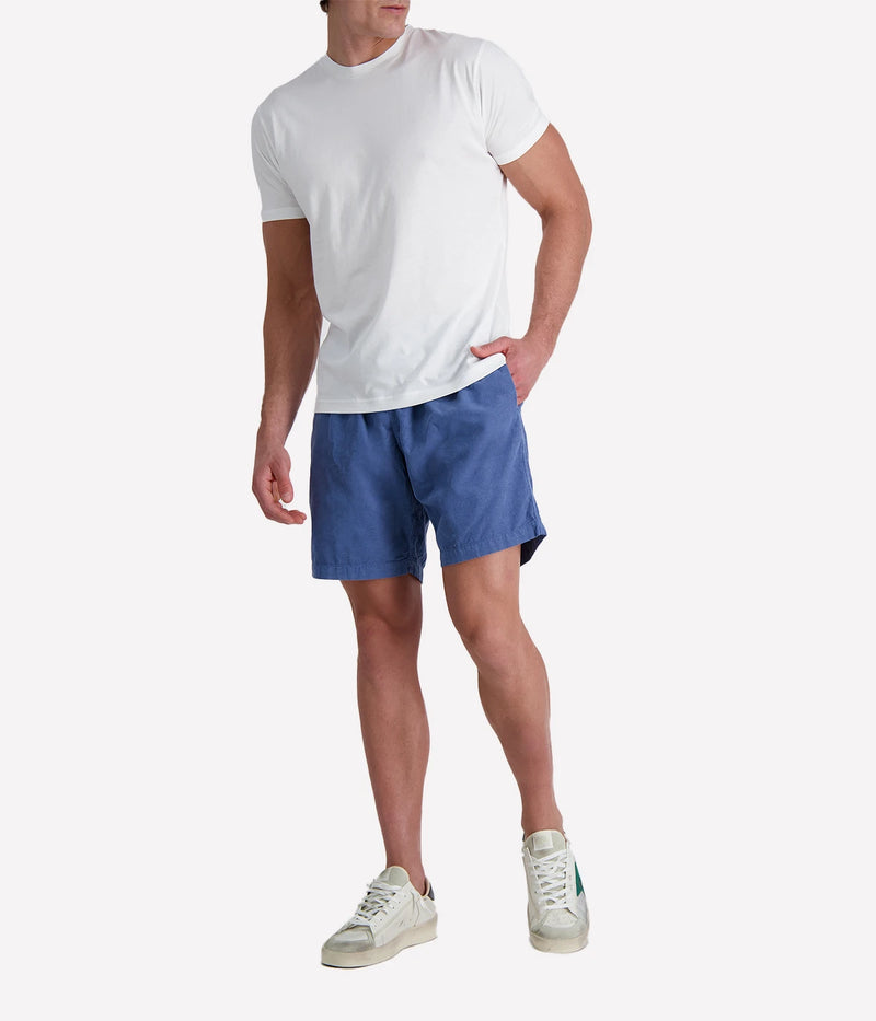 Hartford long-fit corduroy shorts in coronet blue with an elastic drawstring waistband and relaxed silhouette, made from 100% organic cotton for breathable summer comfort.