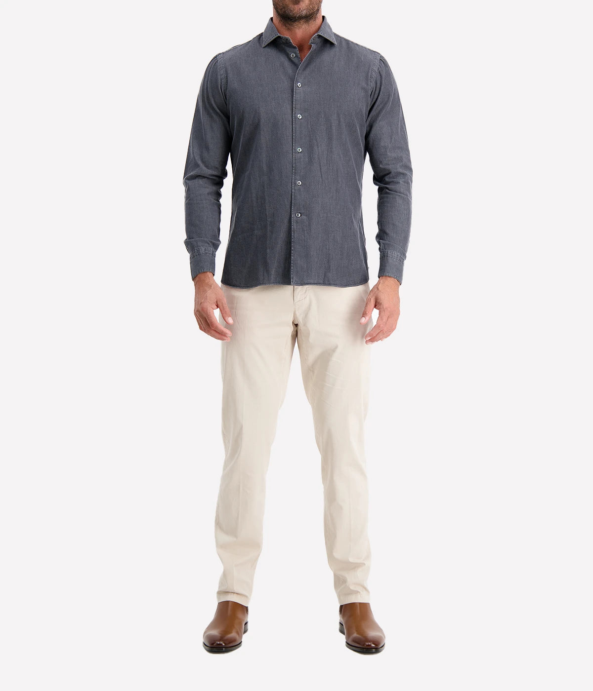 Mens Denim Shirt In 5 Denim Grey