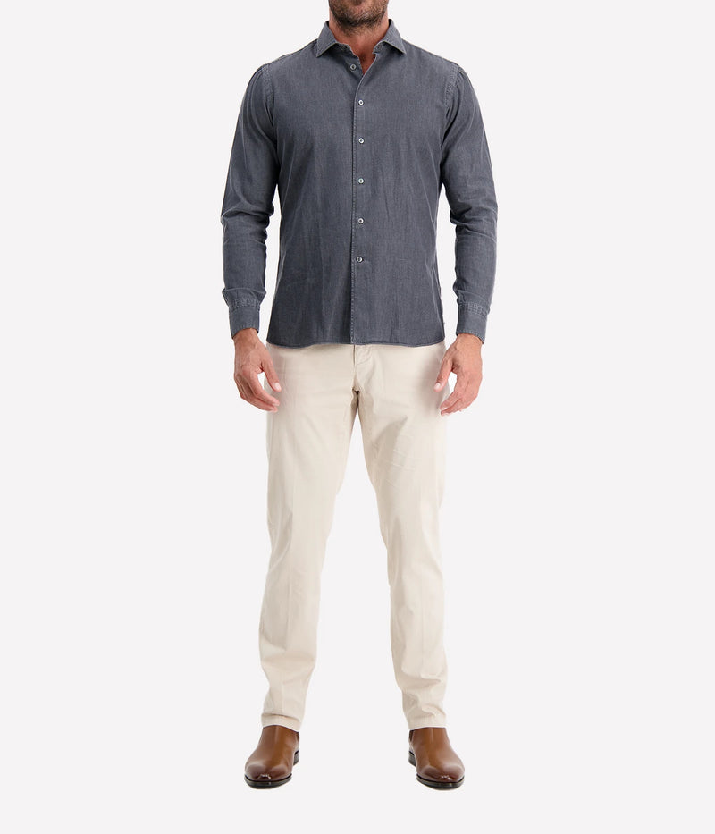 Mens Denim Shirt In 5 Denim Grey