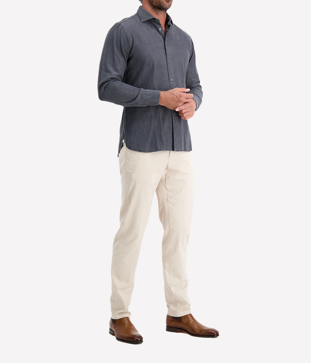 Mens Denim Shirt In 5 Denim Grey