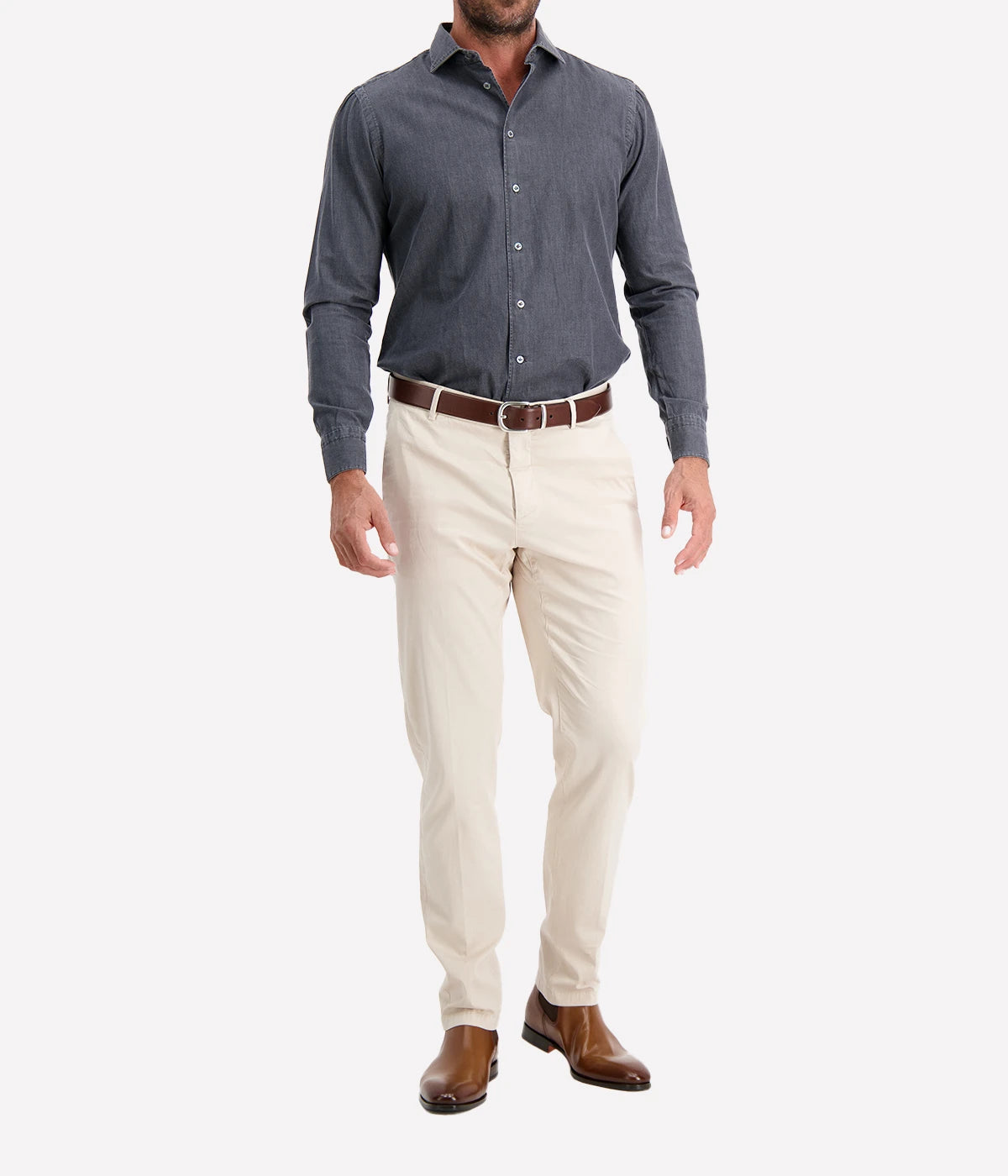 Mens Denim Shirt In 5 Denim Grey