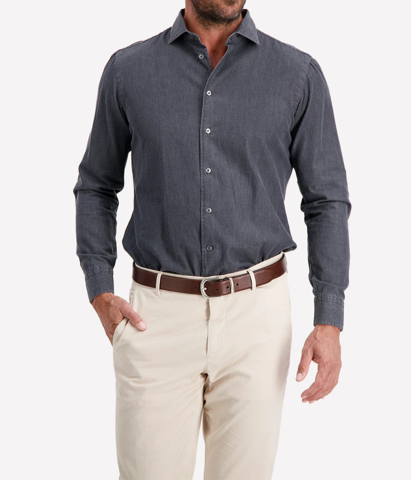 Mens Denim Shirt In 5 Denim Grey