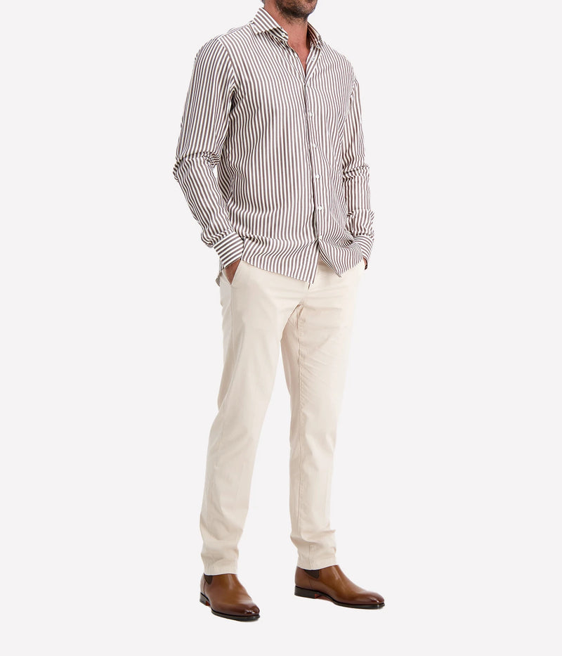 Mens Stripe Shirt In 2 Brown Stripe