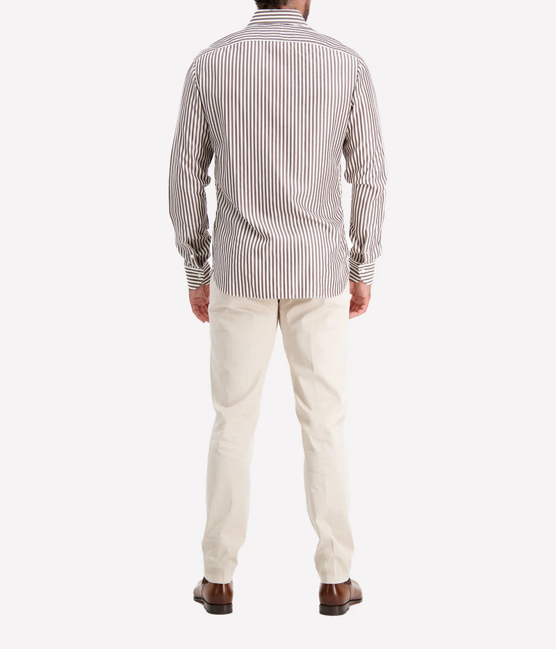 Mens Stripe Shirt In 2 Brown Stripe
