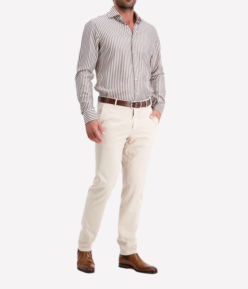 Mens Stripe Shirt In 2 Brown Stripe