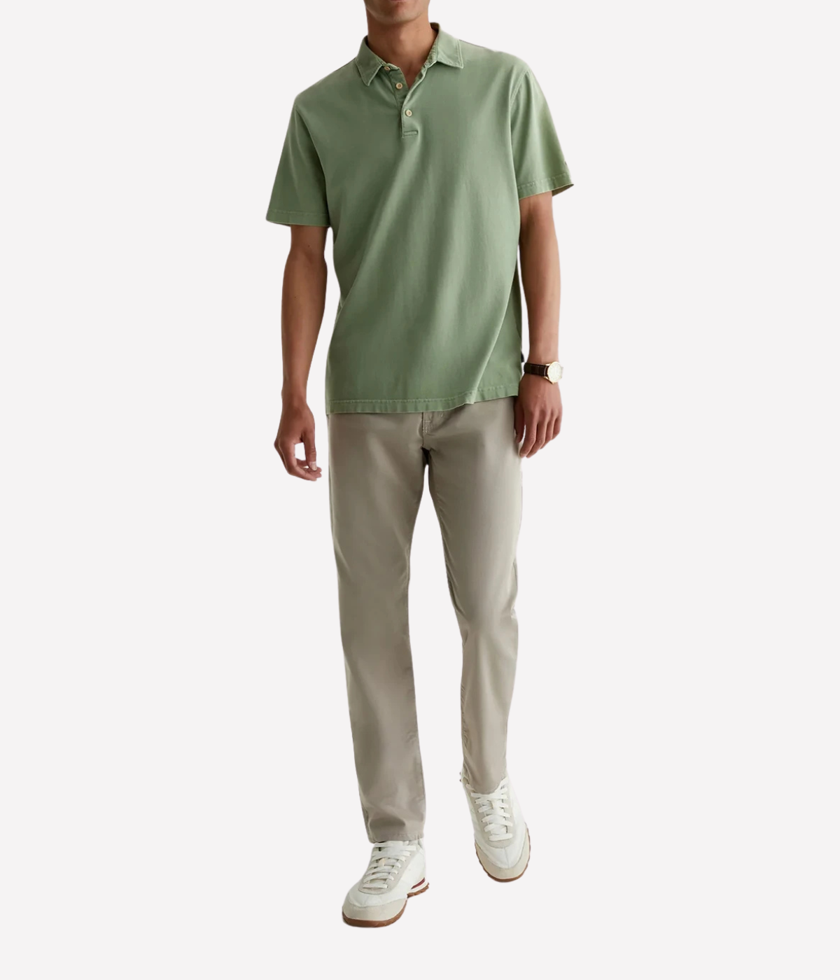 AG Tellis Jean Airluxe Dry Dust On Model Full Length Front View Modern Slim Performance Jean
