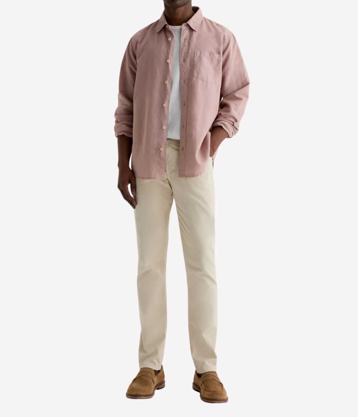 AG Tellis Jean Natural Ivory On Model Front View Modern Slim Pant
