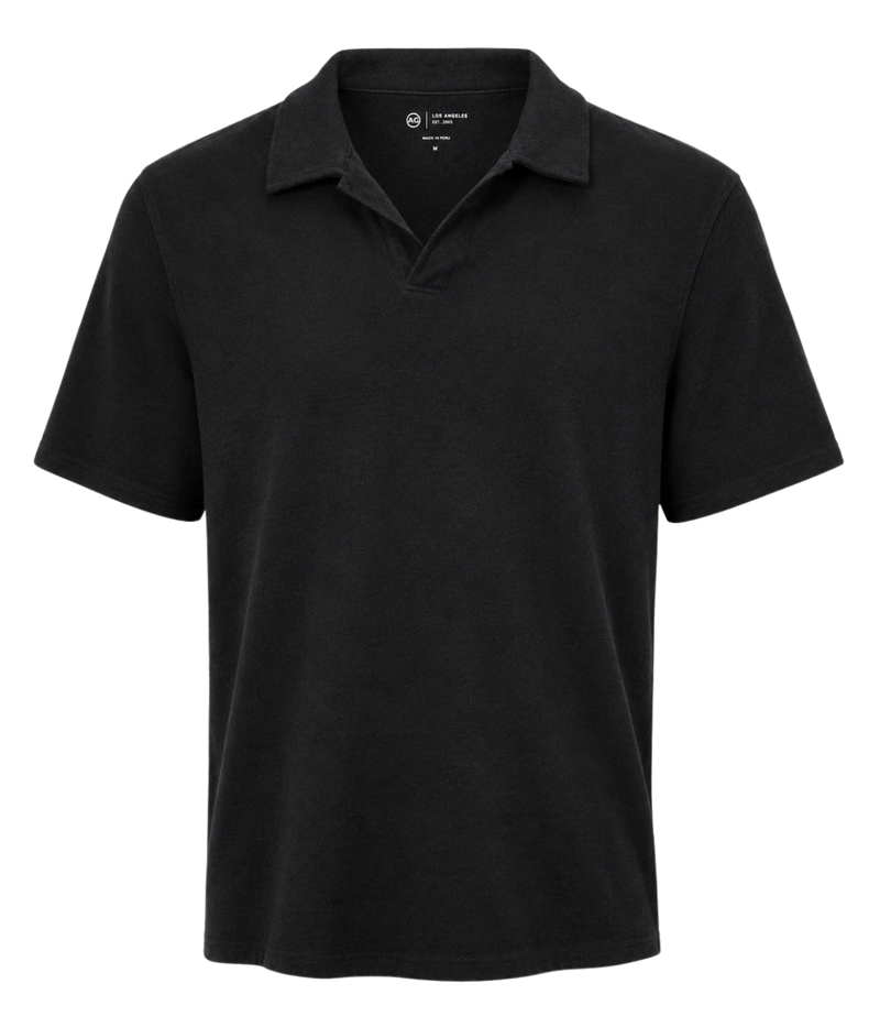 AG Jeans Bryce Johnny Collar in True Black – Ghost Mannequin Cotton Johnny Collar Polo Shirt