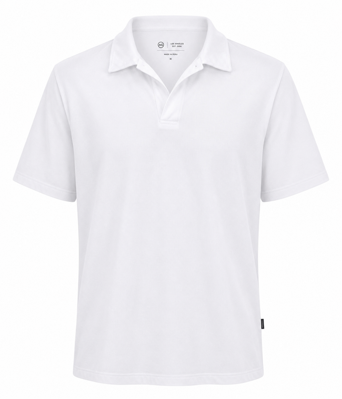 AG Bryce Johnny Collar True White Flat Ghost Mannequin Shot Cotton Polo T-Shirt