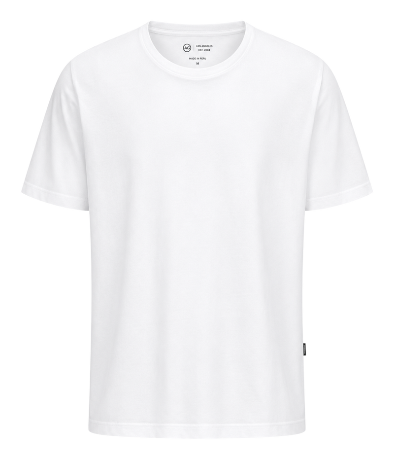 AG Wesley Crew True White Ghost Mannequin Shot Front View Relaxed Fit T-Shirt