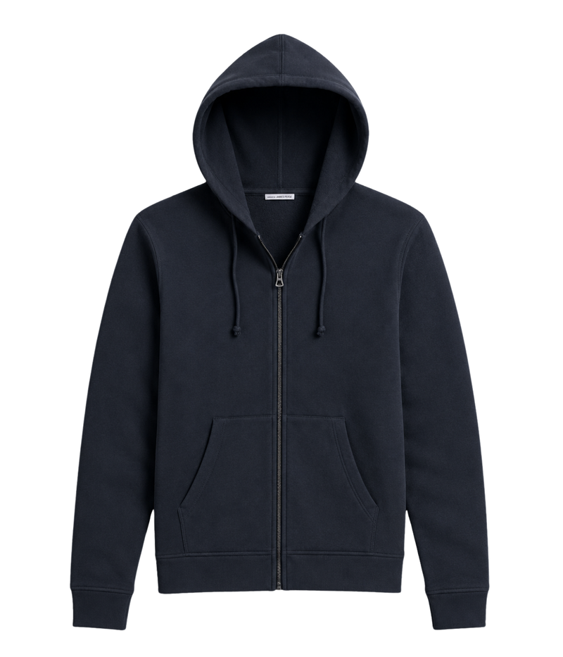 Vintage French Terry Zip Hoodie in DEEP