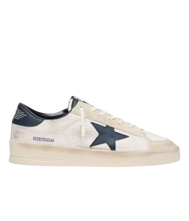 Golden Goose Stardan Sneaker in Beige & Ink Blue - Side Shot