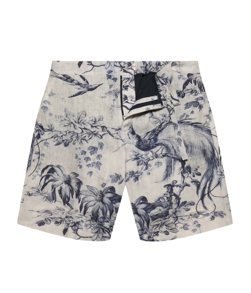 Orlebar Brown Laurent Linen Zephra Short in Aero Blue front flat lay.