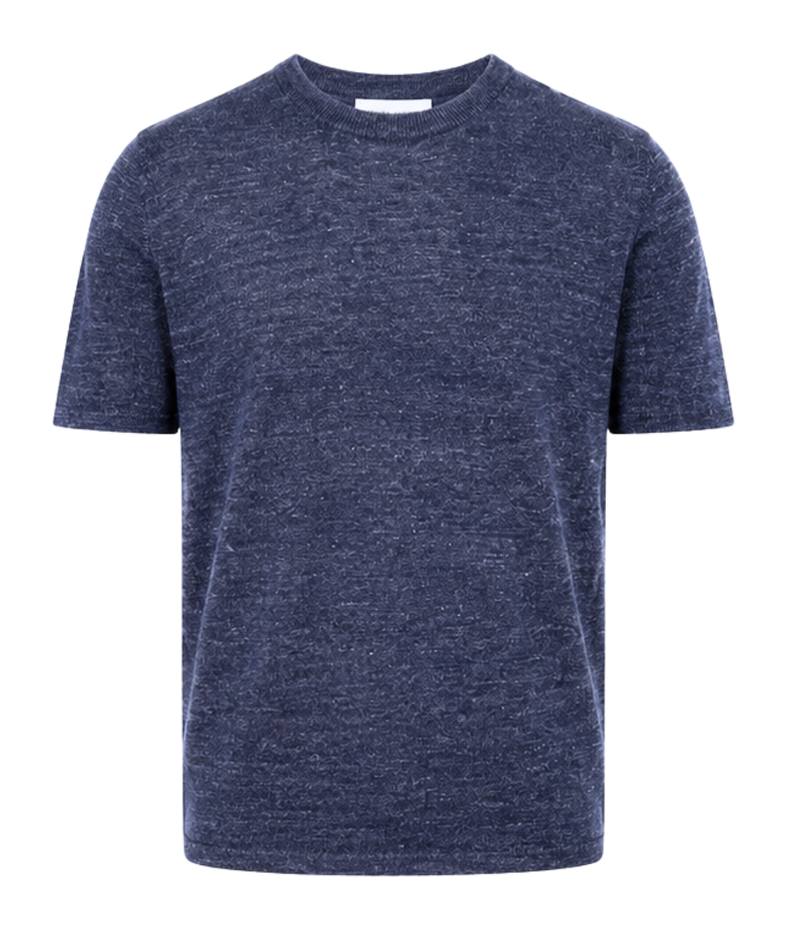 Roberto Collina Girocollo Mc in NAVY - Ghost Mannequin Front Shot