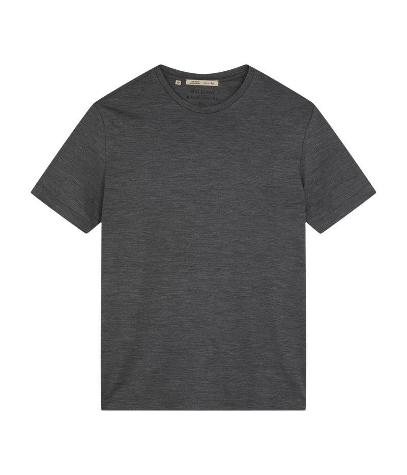 Maurizio Baldassari Linate Short Sleeve T-Shirt in Washed Grey front flat lay.