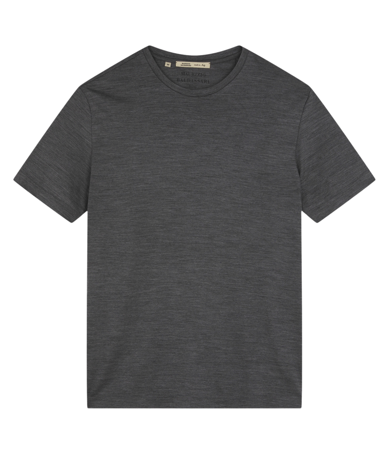 Maurizio Baldassari Linate Short Sleeve T-Shirt in Washed Grey front flat lay.