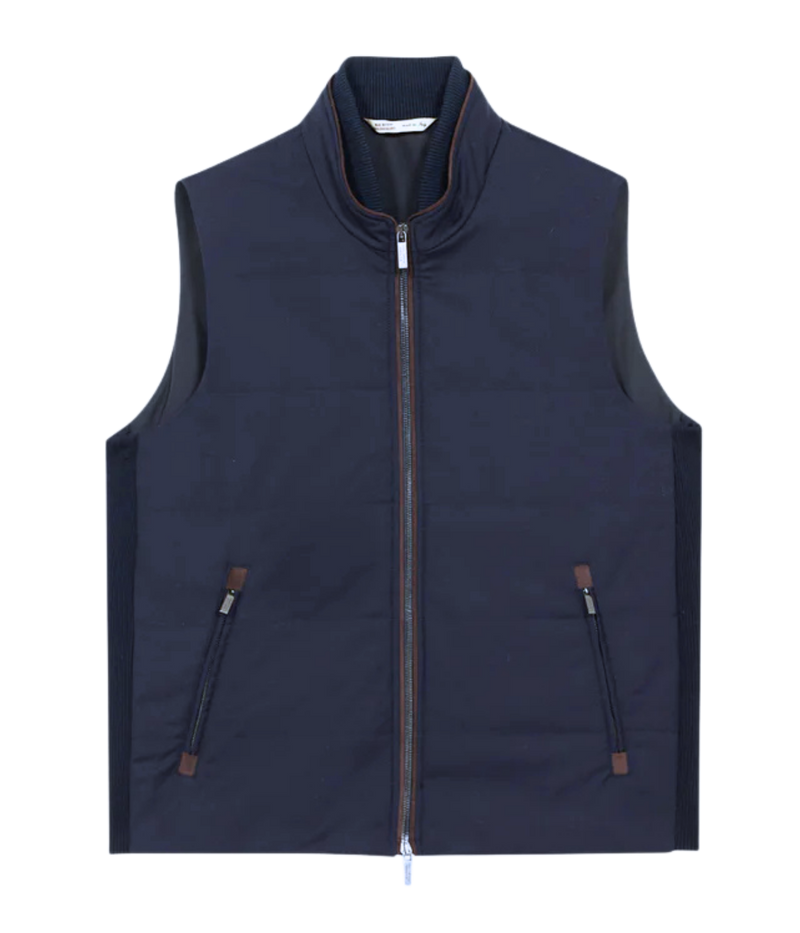 Maurizio Baldassari Arena Vest in Deep Navy front flat lay.