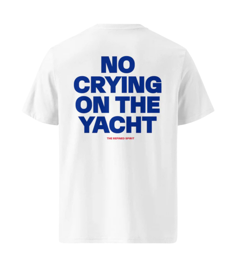The Refined Spirit No Crying on the Yacht Tee in white - Back View