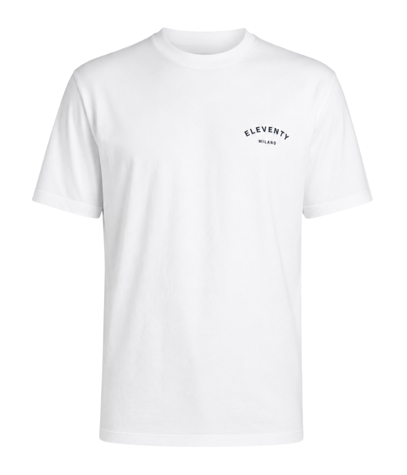 Eleventy Round Neck T-Shirt in White - Mannequin Ghost Front Shot