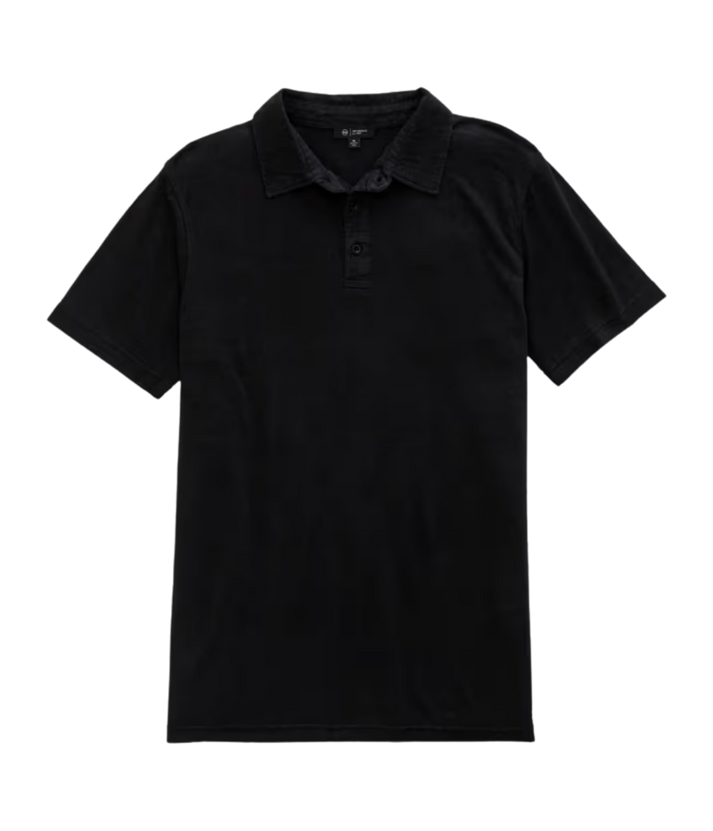 AG Bryce Short Sleeve Polo in True Black flat lay front view.