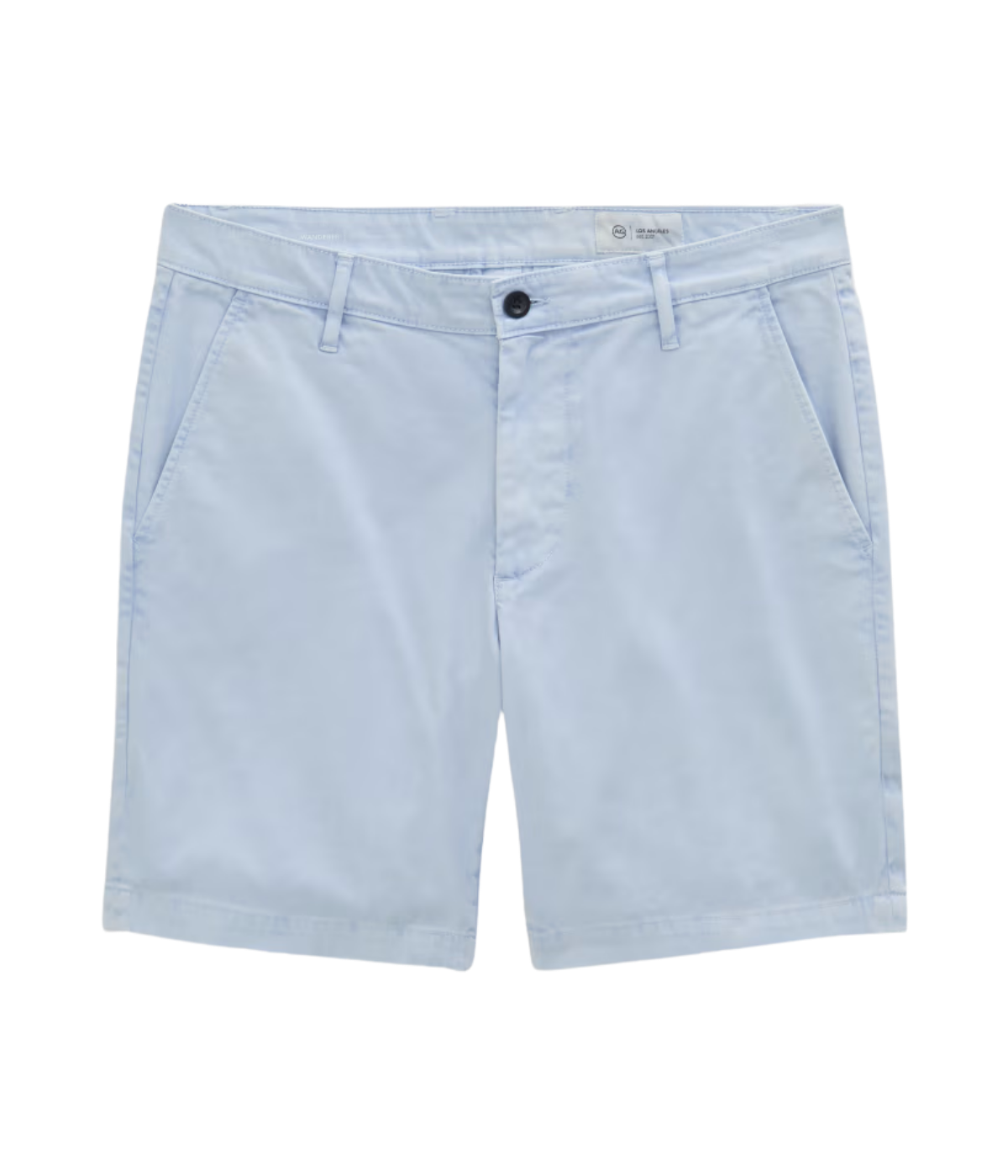 AG Wanderer Short in Sulfur Fresh Blue flat lay front view.