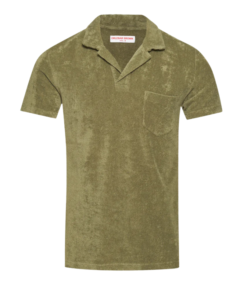 Terry Towelling Polo In Herbal Green