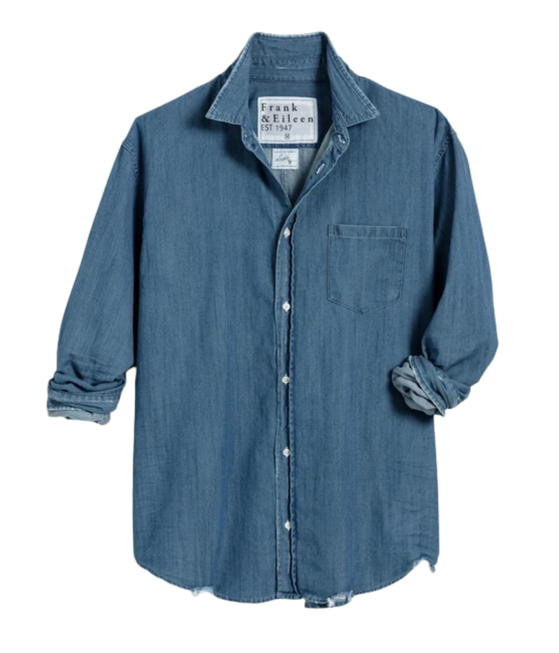 Luke Woven Shirt in Stonewashed Indigo Denim