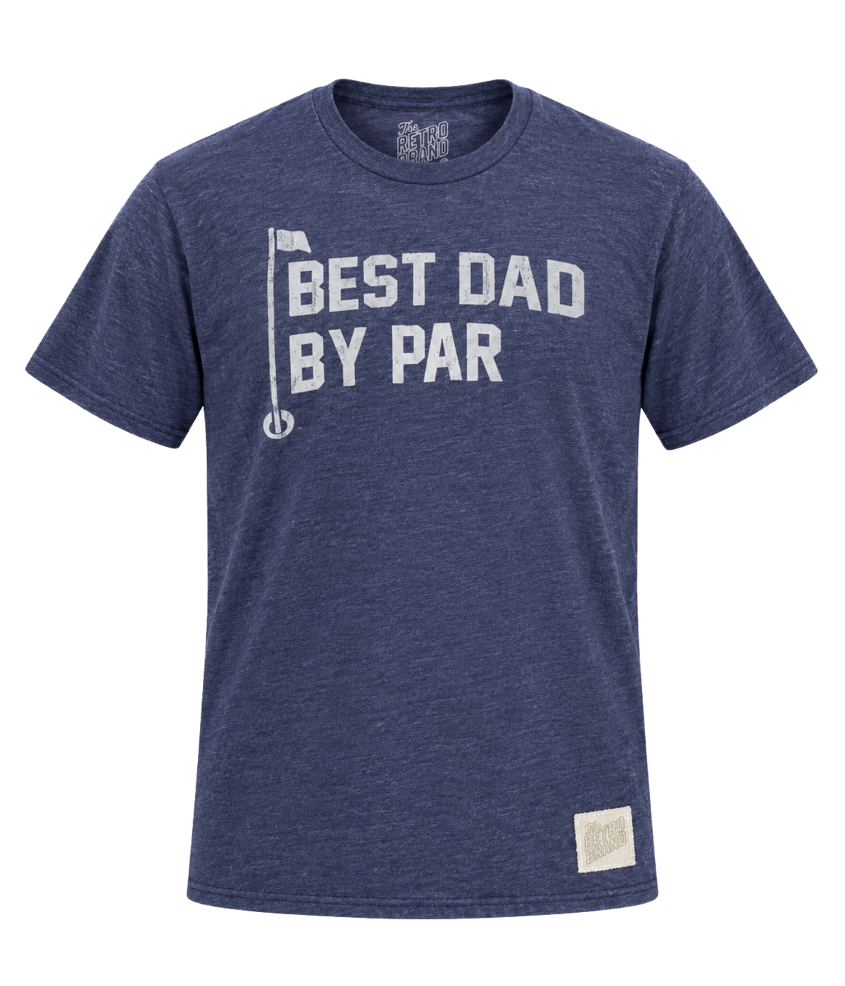 Front product view of Retro Brand Best Dad By Par Tee in Navy