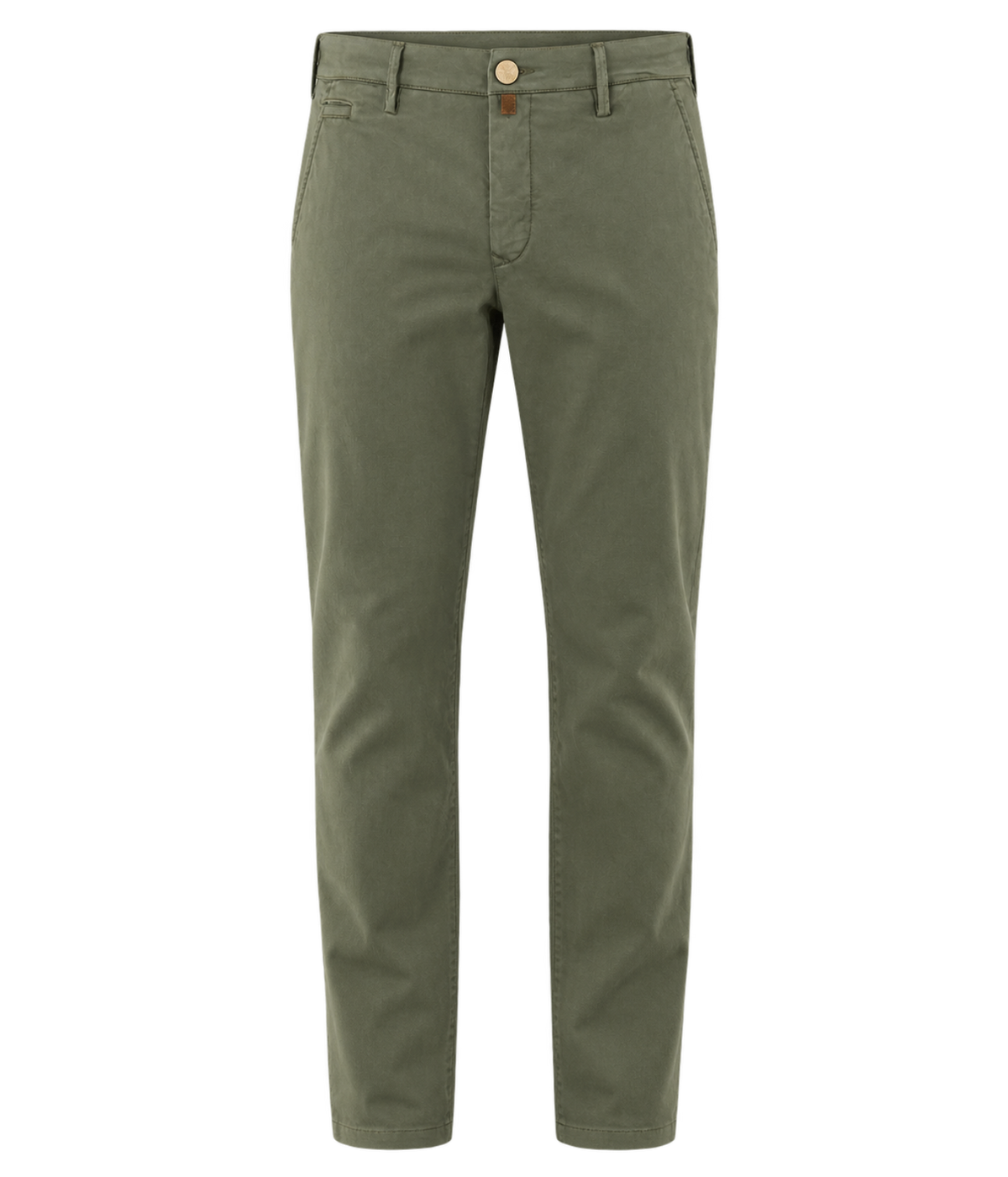 Front product view of Jacob Cohën Bobby Slim Chino Pants in Army Green