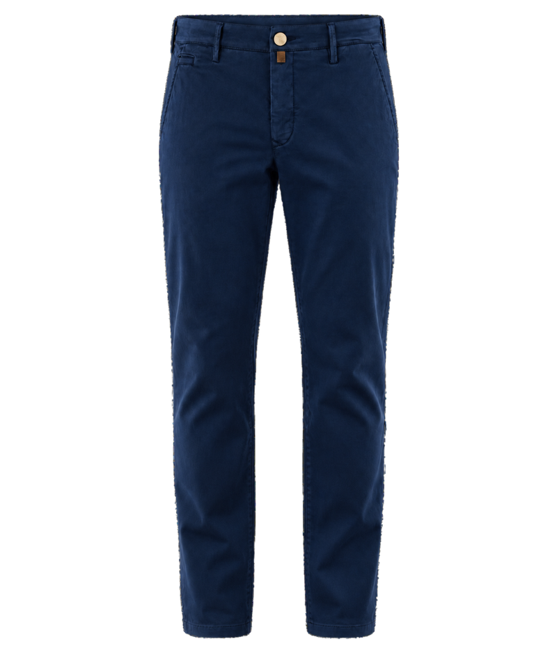 Front product view of Jacob Cohën Bobby Slim Chino Pants in Night Blue