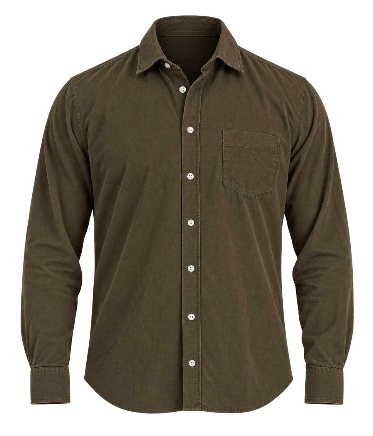 Front product view of Hartford Paul Fine Corduroy Shirt in Olive