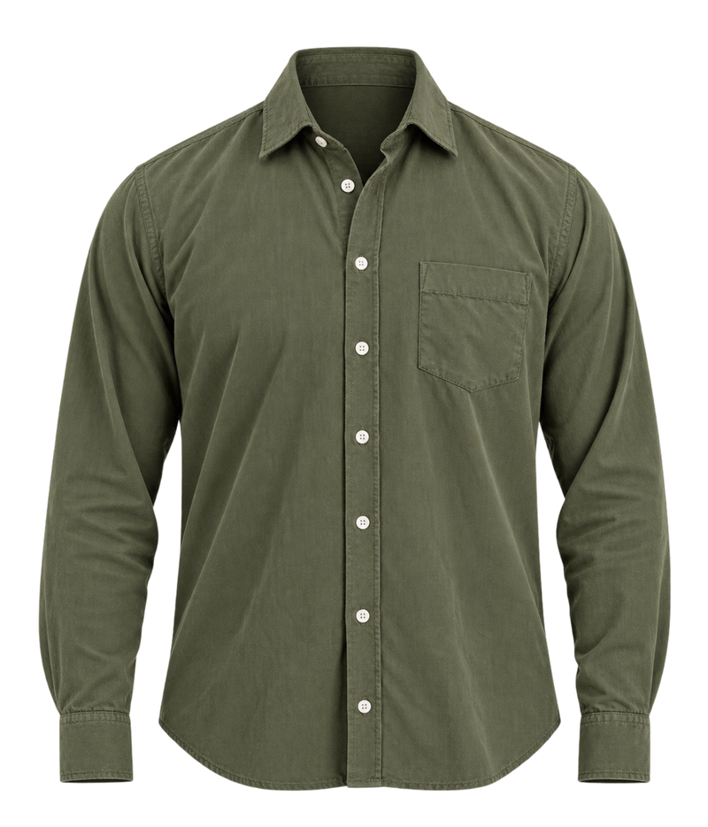 Front product view of Hartford Paul Fine Corduroy Shirt in Military
