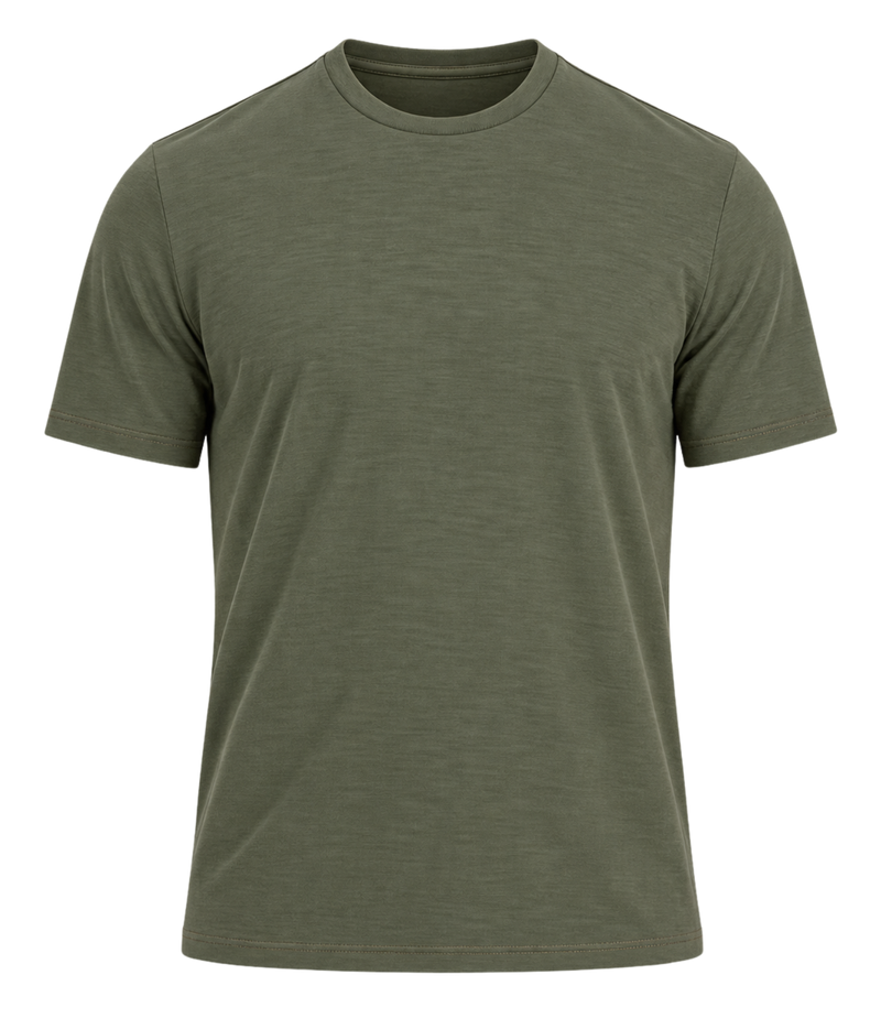 Front product view of Maurizio Baldassari Linate Short Sleeve T-Shirt in Dark Olive