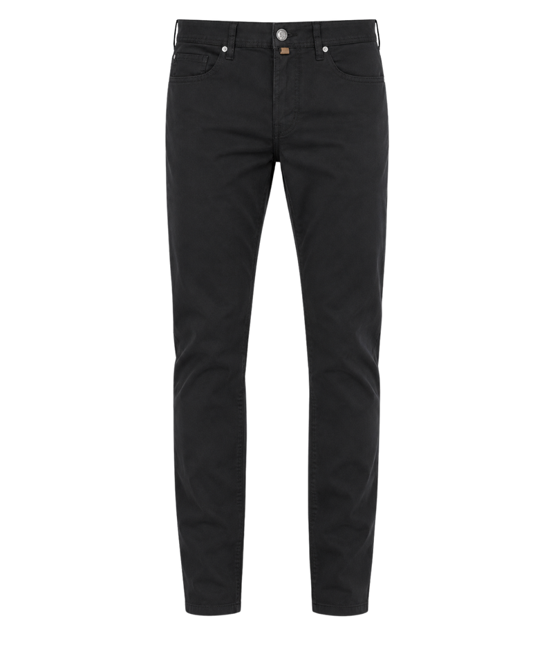 Front product view of Jacob Cohën Bard Regular-Slim 5 Pocket Pants in Black