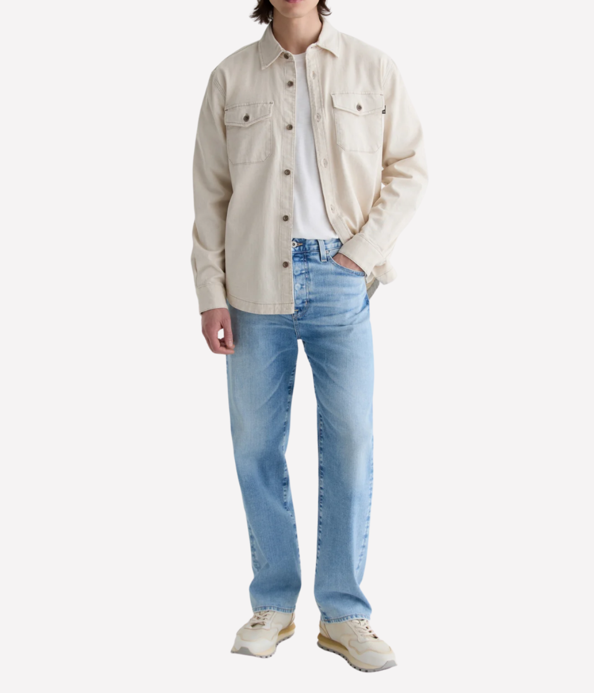 AG Felix Jean VP Lobera On Model Full Length Front View Vintage Straight Leg Jean