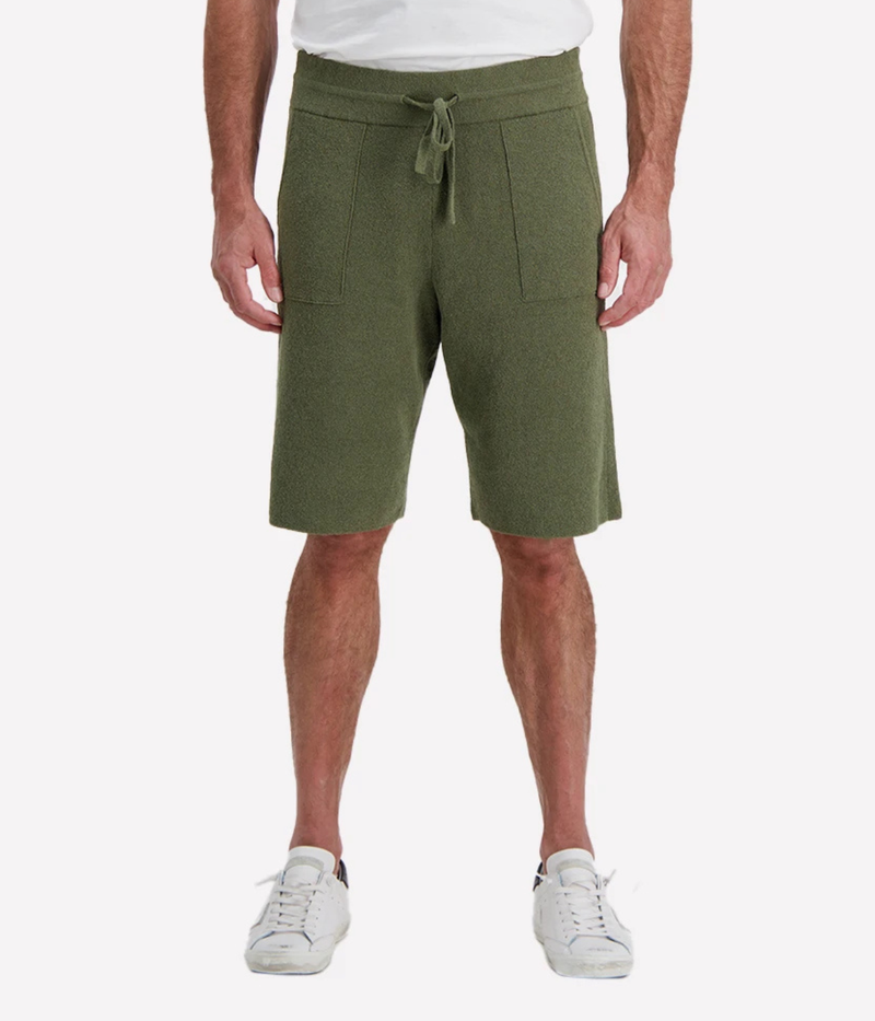 Roberto Collina Knit Bermuda in Militare – Front View Drawstring Knit Shorts