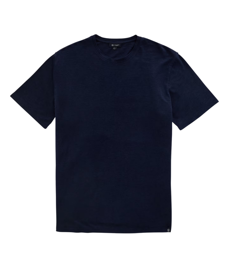 AG Jeans Bryce Crew Linen Tee in Deep Navy – Flat Lay View Premium Linen Jersey Knit