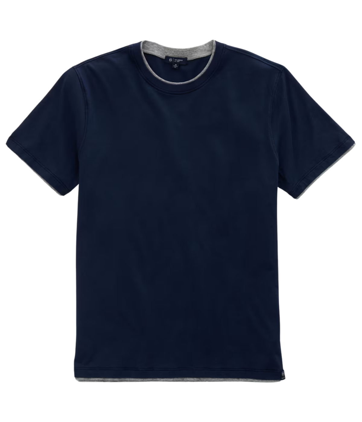 AG Jeans Como Double Layer Crew in Deep Navy Heather Grey – Flat Lay View Double Layer Crew Neck T-Shirt