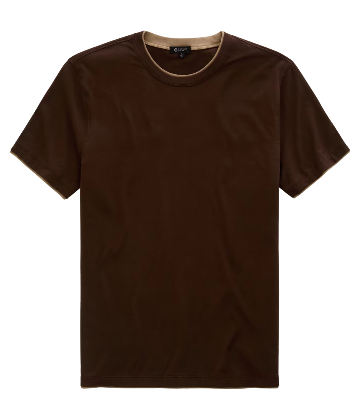 AG Jeans Como Double Layer Crew in Oak Barrel Dry Dust – Flat Lay View Double Layer Crew Neck T-Shirt