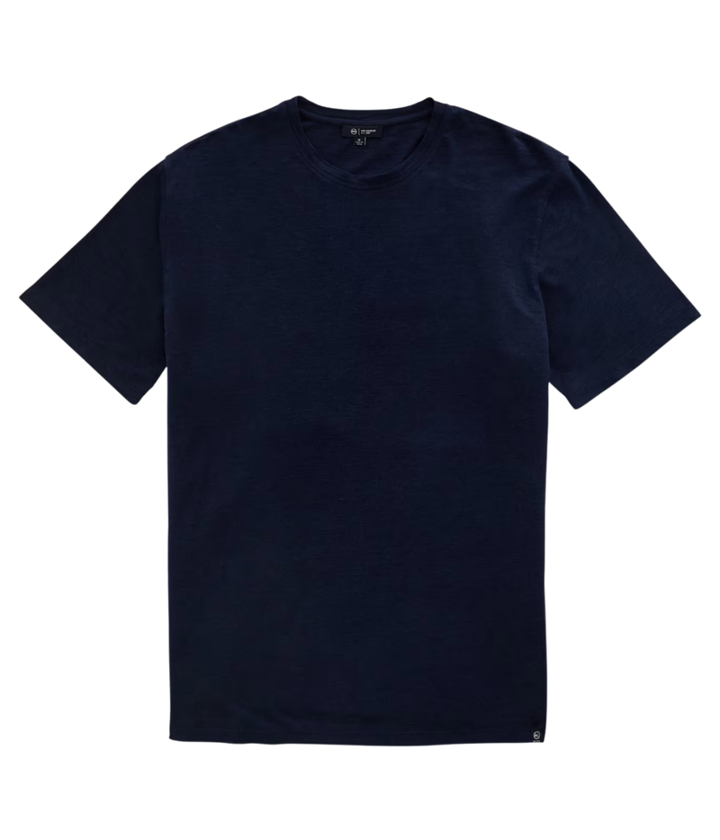AG Jeans Bryce Crew Linen Tee in Deep Navy – Flat Lay View Premium Linen Jersey Knit