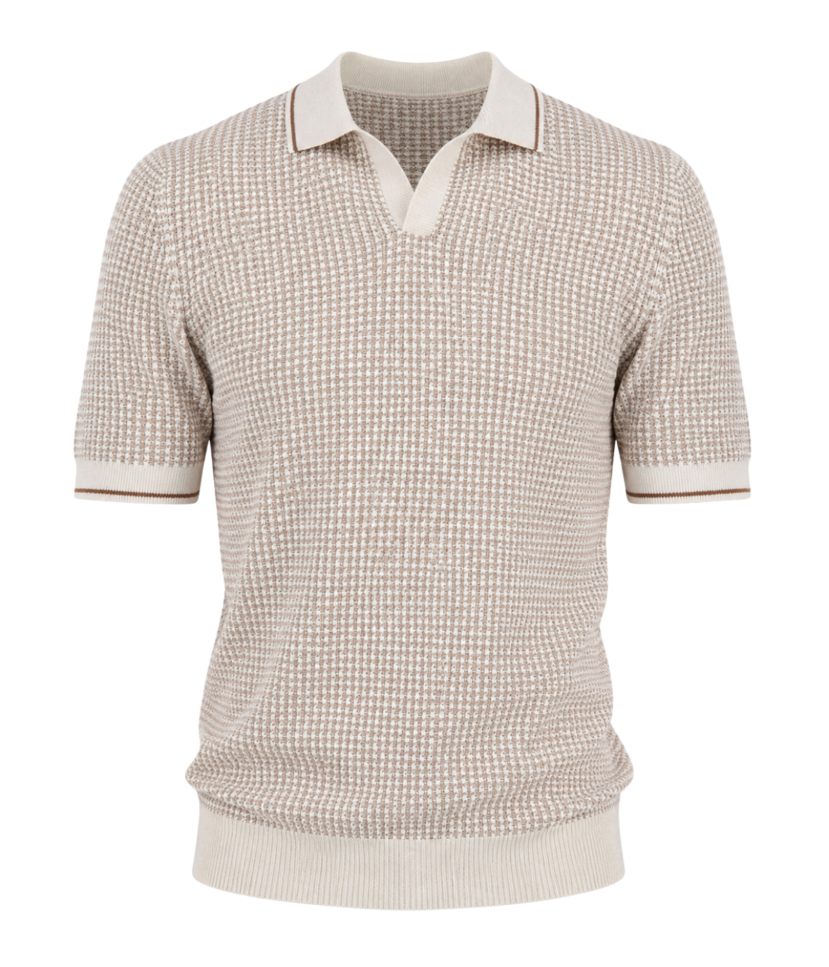 Tennis Short Sleeve Polo in Brown White Texture