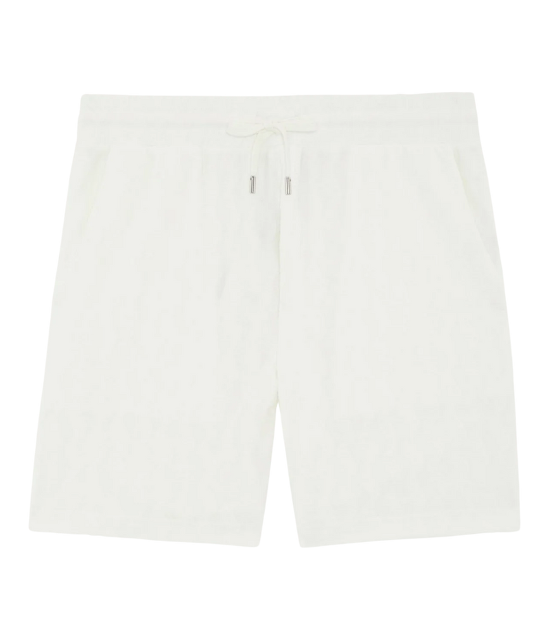 Frescobol Carioca Augusto Listra Jacquard Terry Shorts in Cream featuring a textured jacquard finish, elasticated drawstring waist and relaxed fit - Product Shot