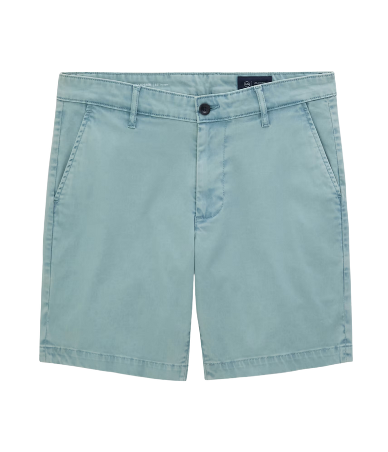 AG Wanderer Short Sulfur Smokey Blue Flat Lay Front View Slim Fit Short