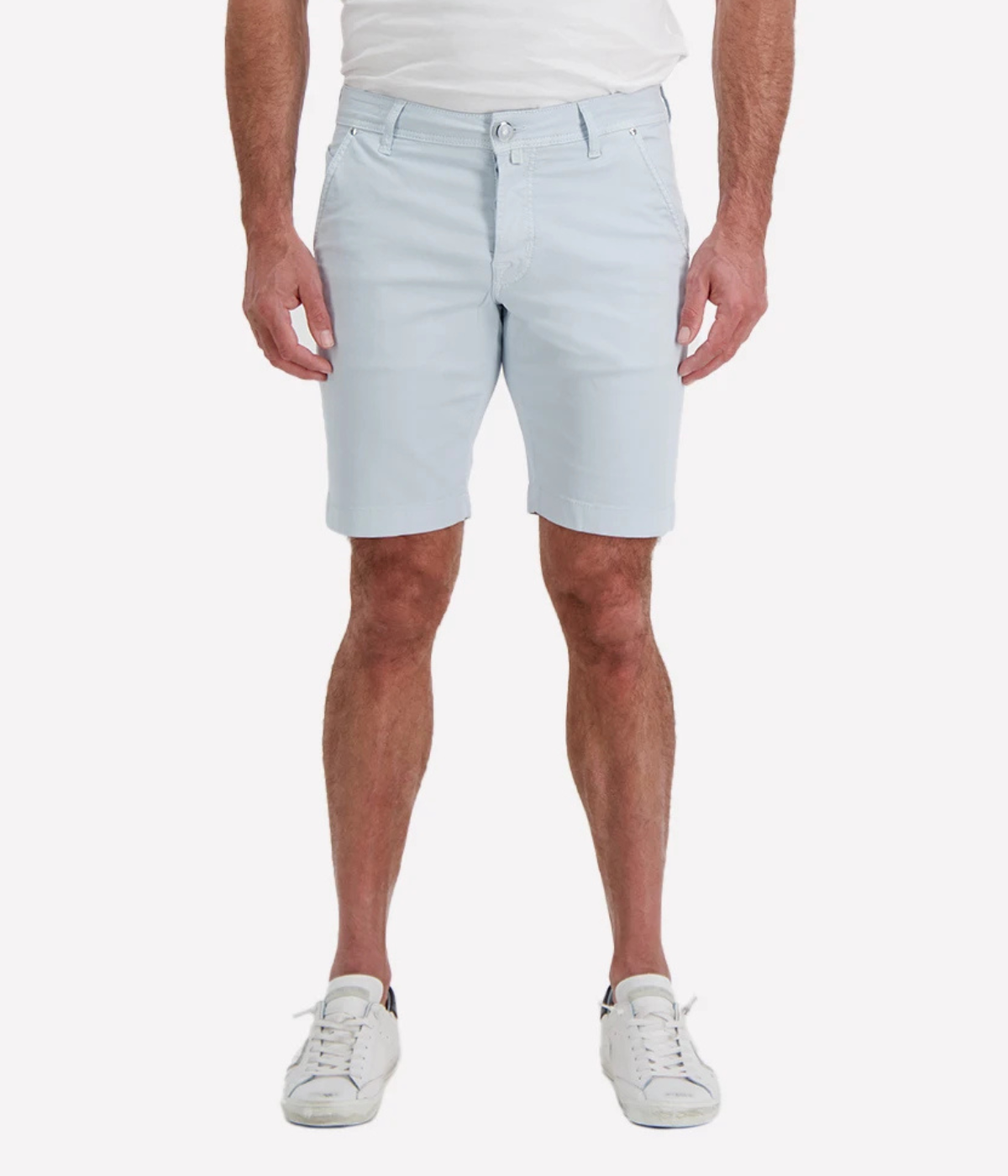Jacob Cohën Lou Bermuda 5 PKT Slim Fit in Azure Suede Patch – Front View Slim Fit Bermuda Shorts