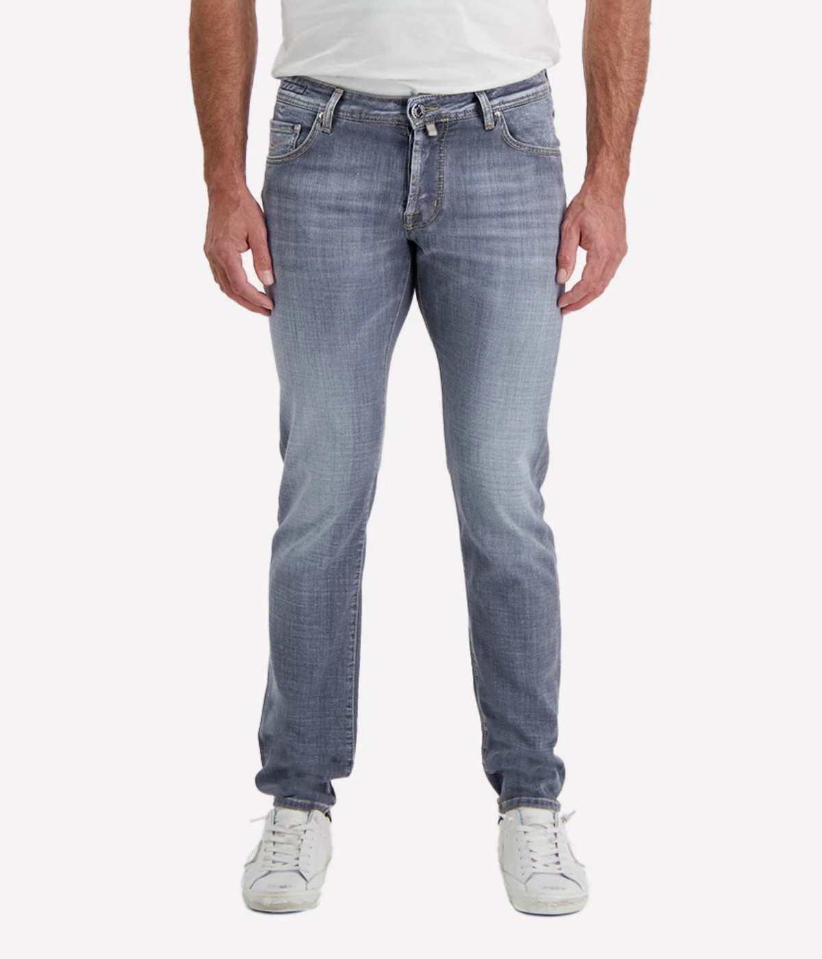Jacob Cohën Super Slim Fit Nick Pant 5 PKT in Light Black – Front View Super Stretch Denim Jeans